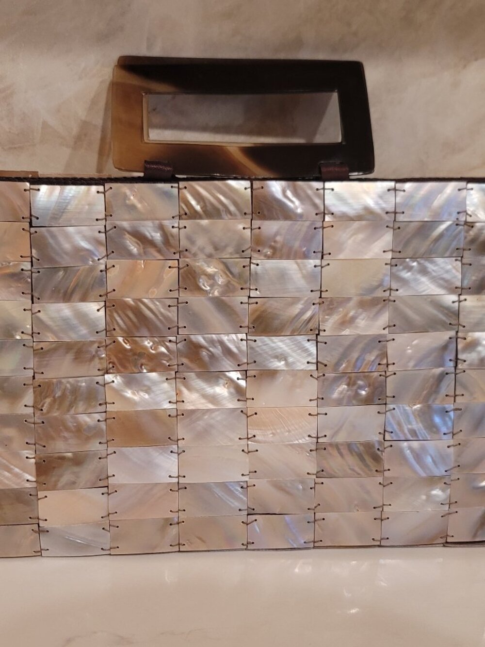 Shiraleah Mother of Pearl Shell Tile Handbag Clutch Purse